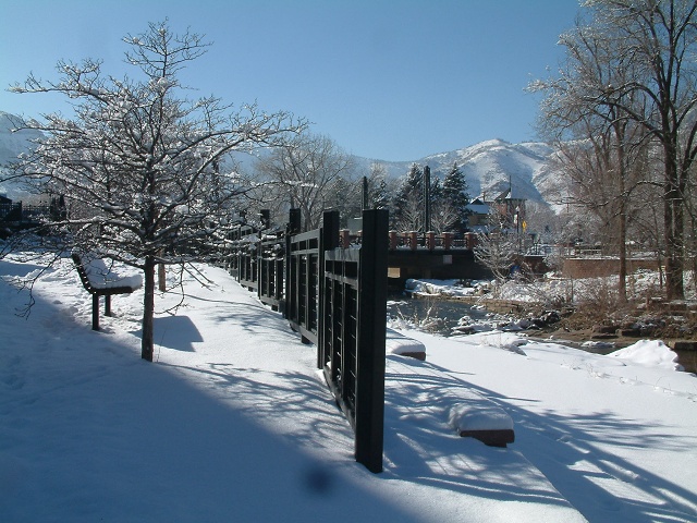 Metal Fence Along Path On Clear Creek, Golden, CO