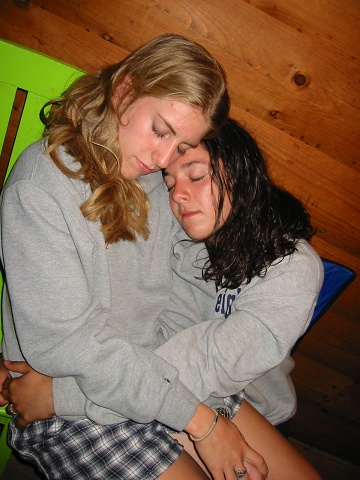 Allie And Jenn Cali Asleep On A Chair (Author Hayley Peele)